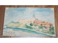 Old Master painting watercolor Seascape