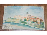 Old Master painting watercolor Seascape