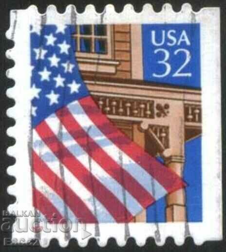 Stamped 1996 USA National Flag stamp