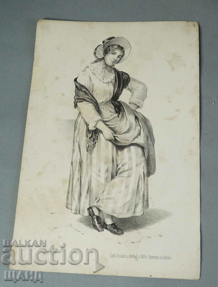 Old German master lithograph woman