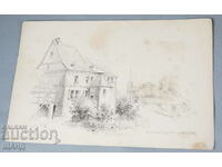 Old German master lithograph house villa