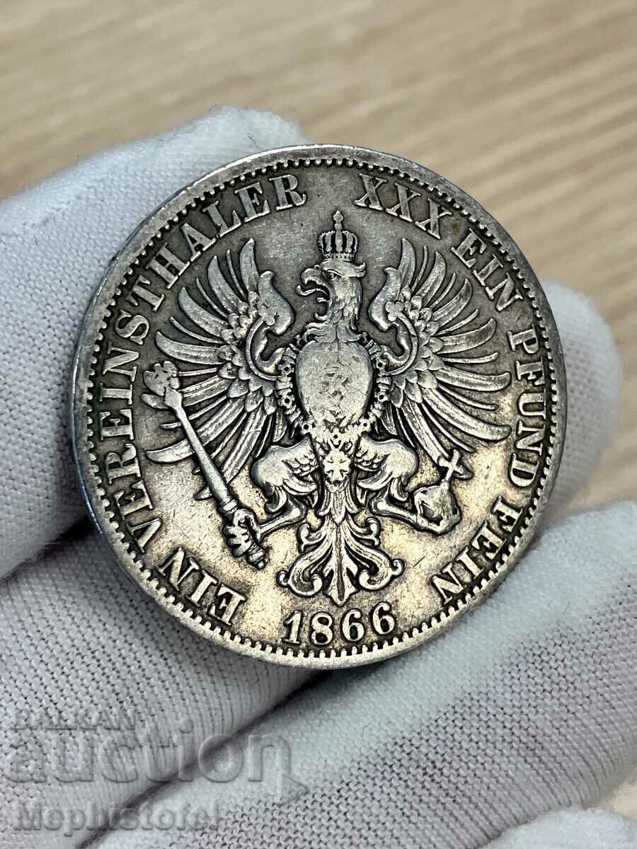 1 Thaler 1866, Prusia - monedă de argint