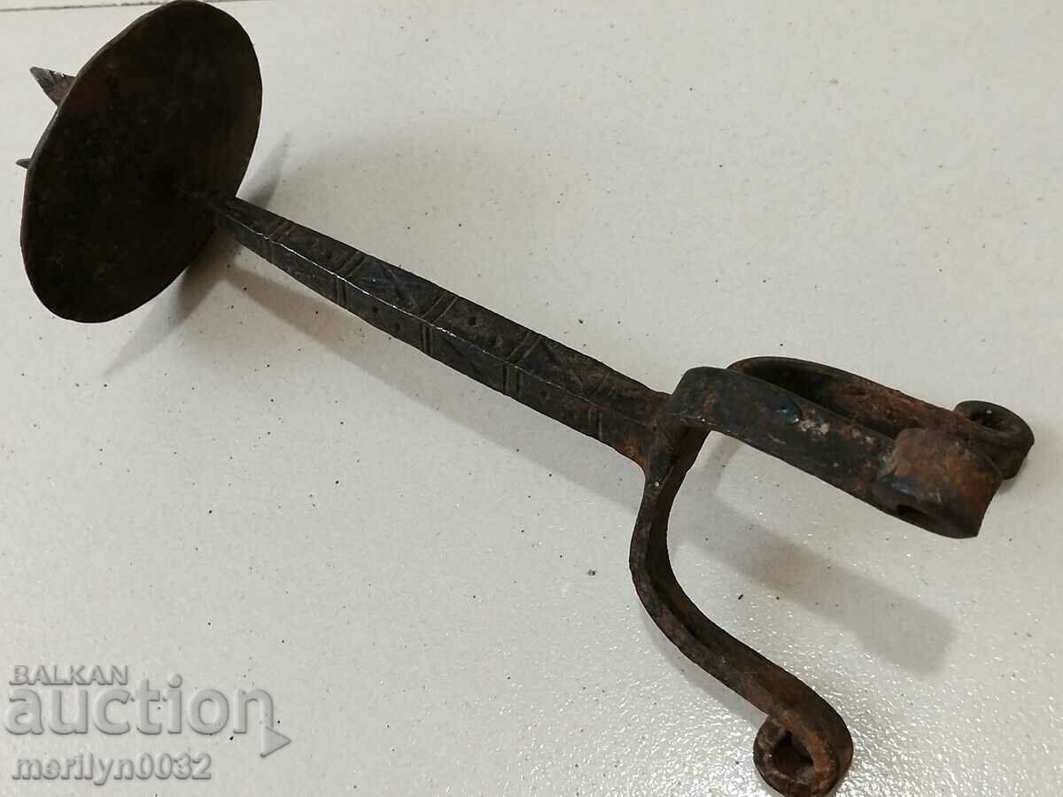 Old wrought iron candlestick lamp - 6