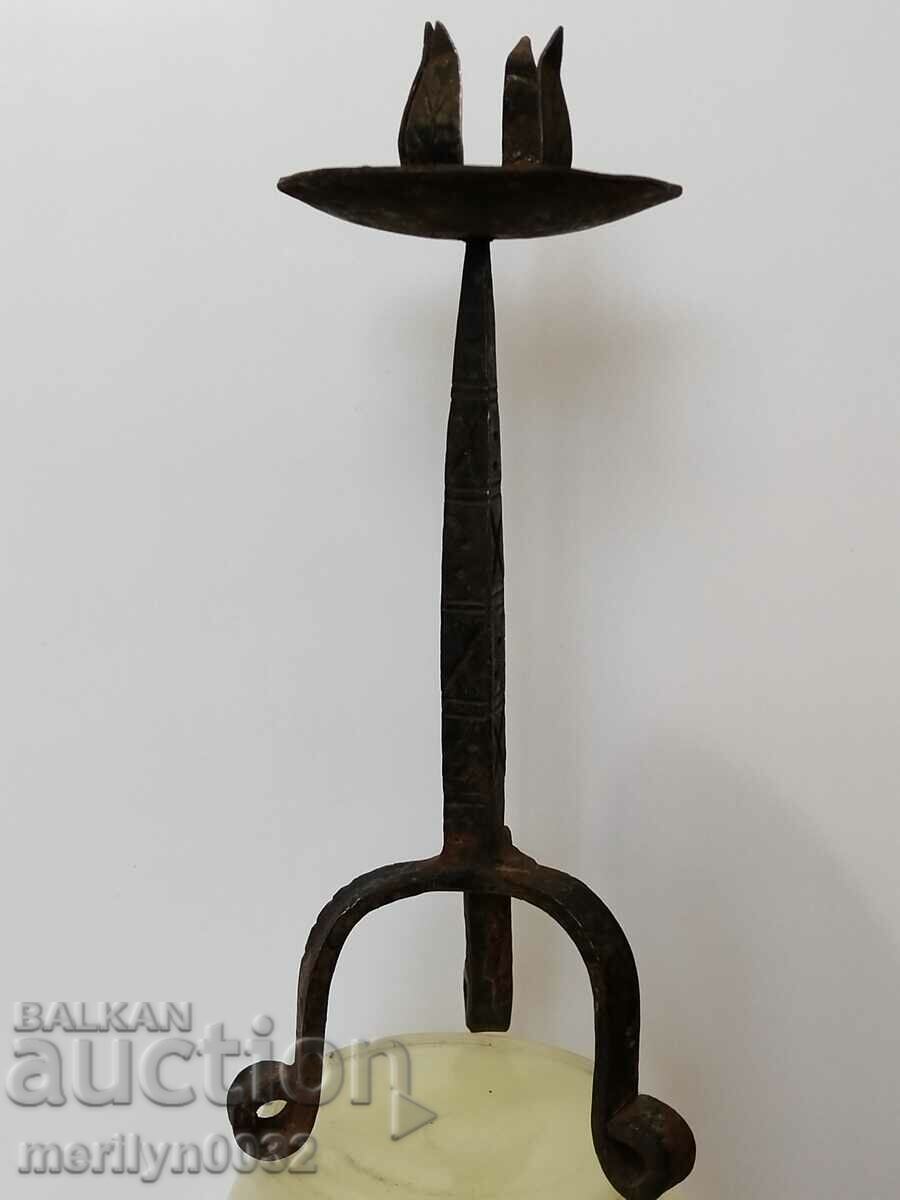 Old wrought iron candlestick lamp - 7