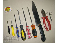 Lot of tools screwdrivers pliers knife scissors preserved