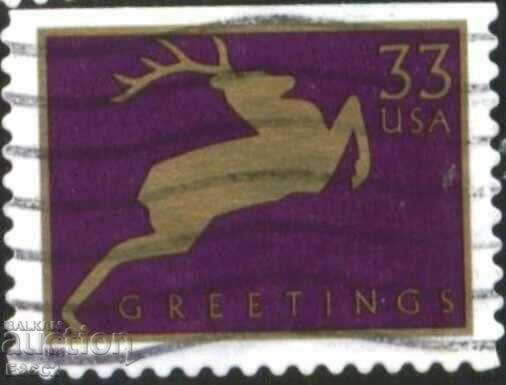 Stamped Christmas Leaping Deer 1999 from USA