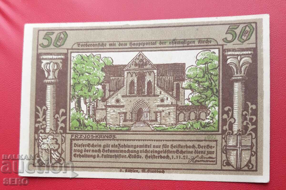 Banknote-Germany-S.Rhein-Westphalia-Heisterbach-50 pf. 1921