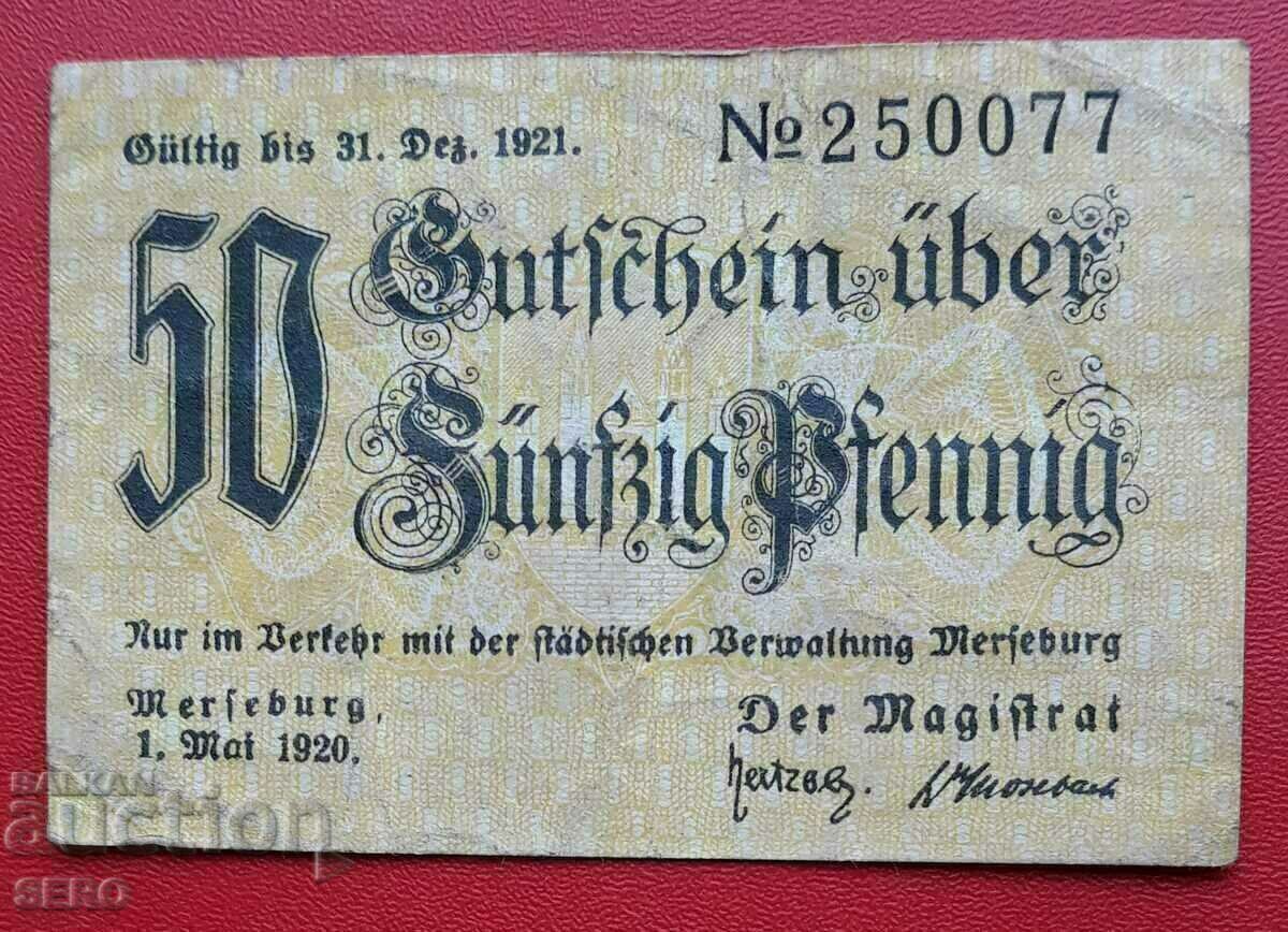 Banknote-Germany-Saxony-Merseburg-50 pfen.1920