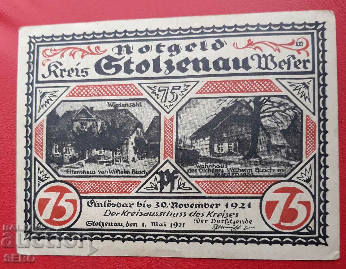 Banknote-Germany-Saxony-Stolzenau-75 pfennig 1921