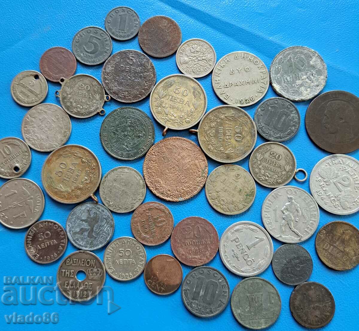 Lot of old Bulgarian and foreign coins