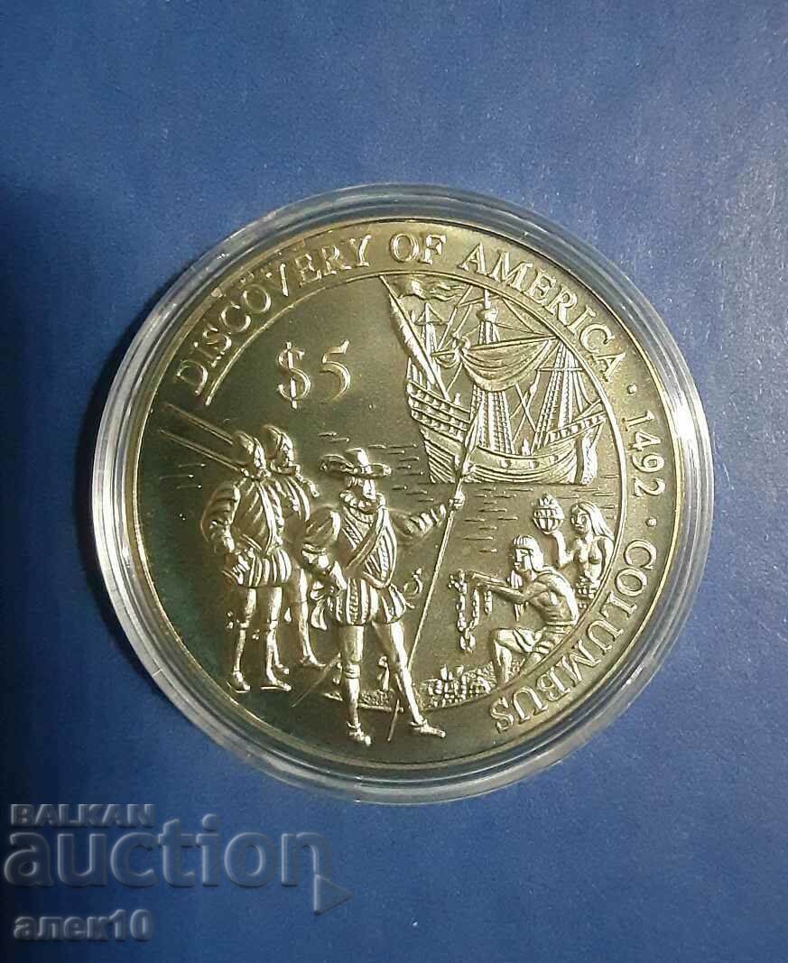 Liberia 5 dolari 2000 Discovery of America