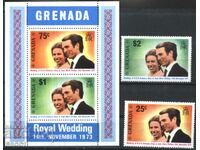 Clean stamps and block Princess Anne and Mark Phillips 1983 Grenada