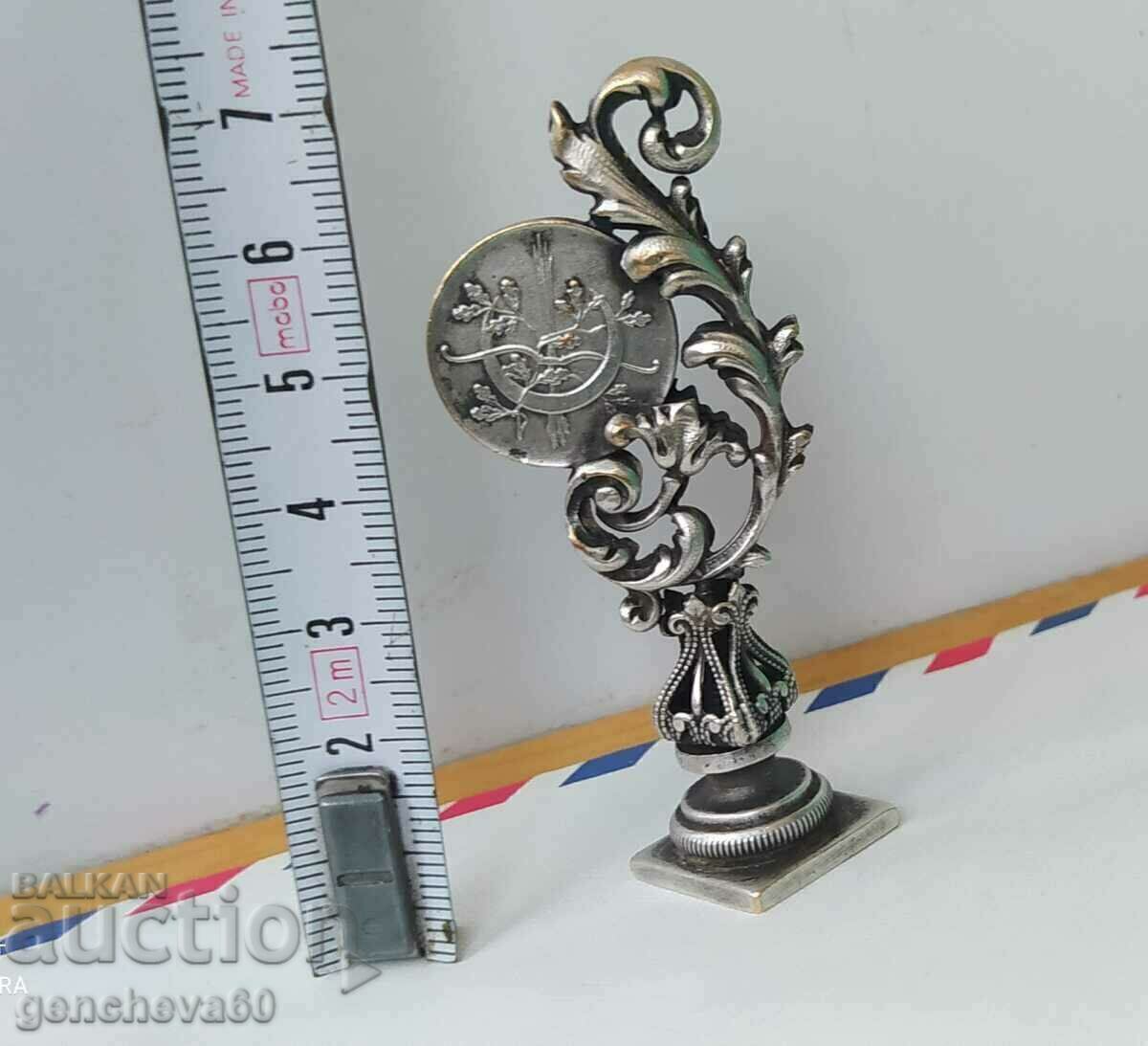 Auction UNIQUE Antique Silver Plated Wax Stamp/Initials Auction UNIQUE Antique Silver Plated Wax Stamp/Initials