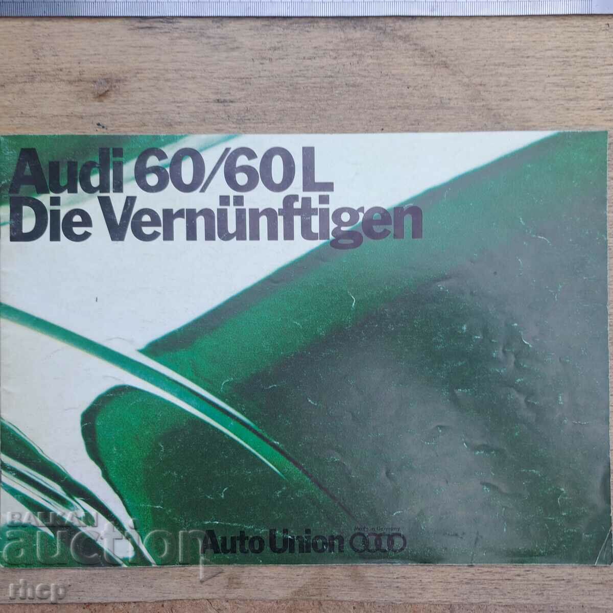 AUDI 60 / 60L advertising old color brochure