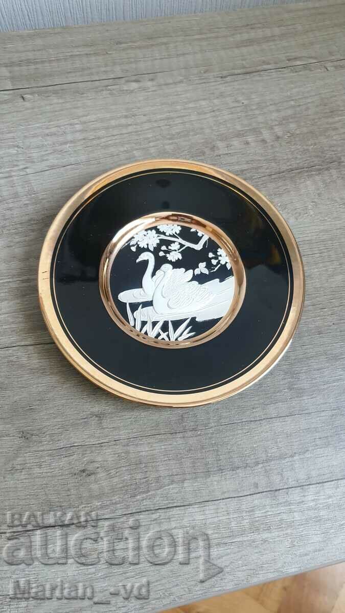 Chokin plate art with 24K gold edging