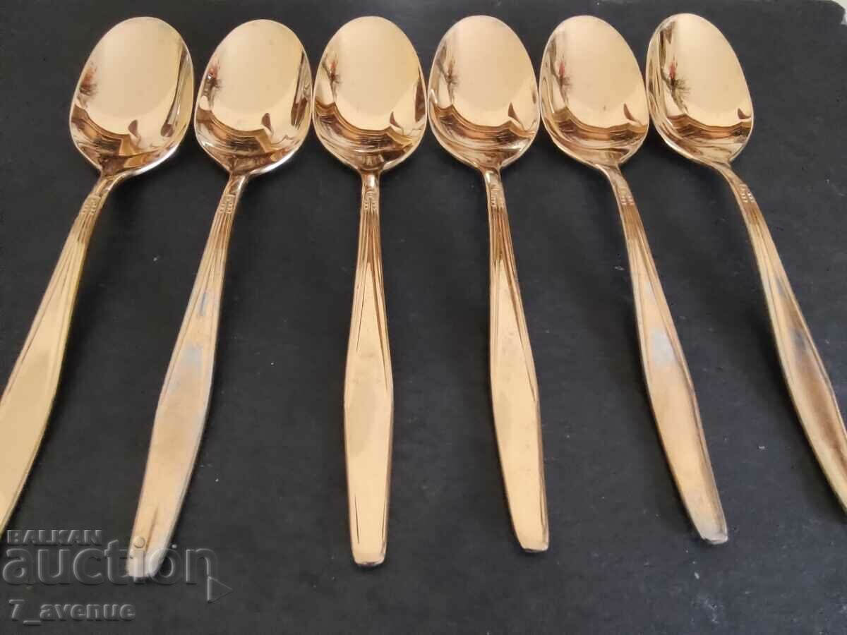 Dessert spoons gold plated Germany, 13.5 cm long, 14.08.24