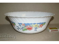 French Luminarc bowl 25/9.5cm archopal with flowers, excellent