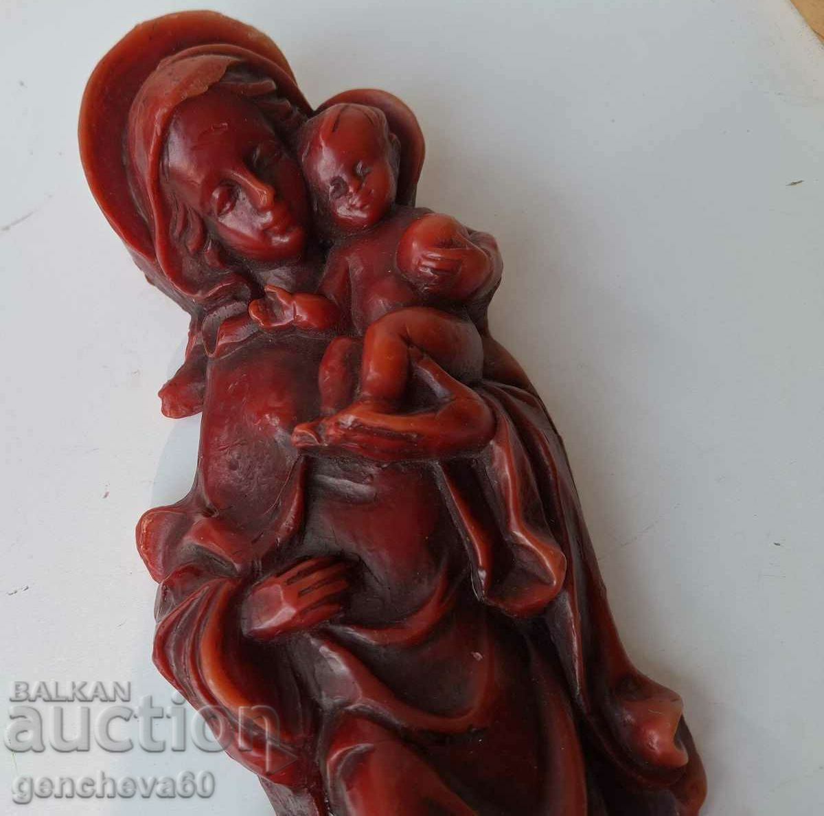 Auction Madonna and Child wax icon/wall decoration Auction Madonna and Child wax icon/wall decoration