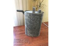 WATERING CAN GALVANIZED OVAL METAL ANTIQUE -8 LITERS