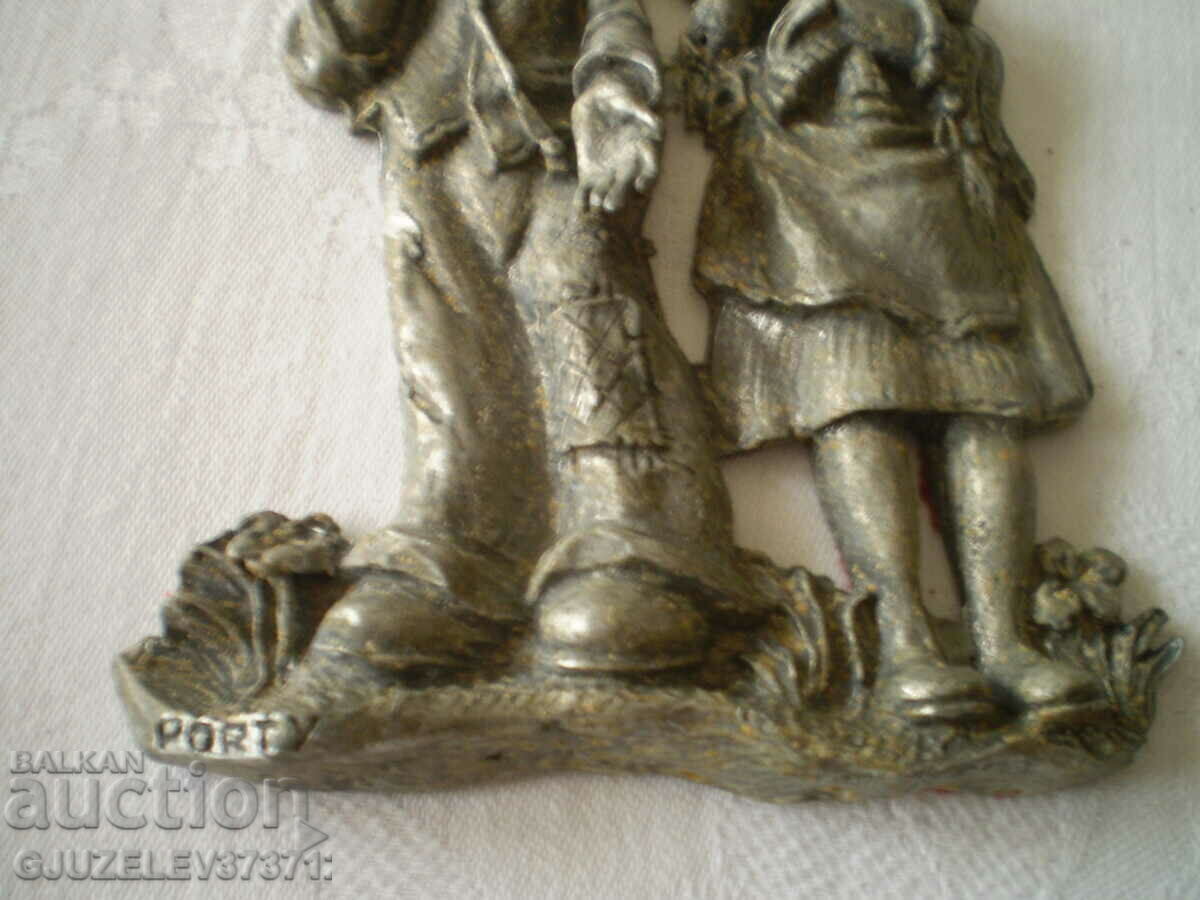Auction  Antique pewter composition two children PORT