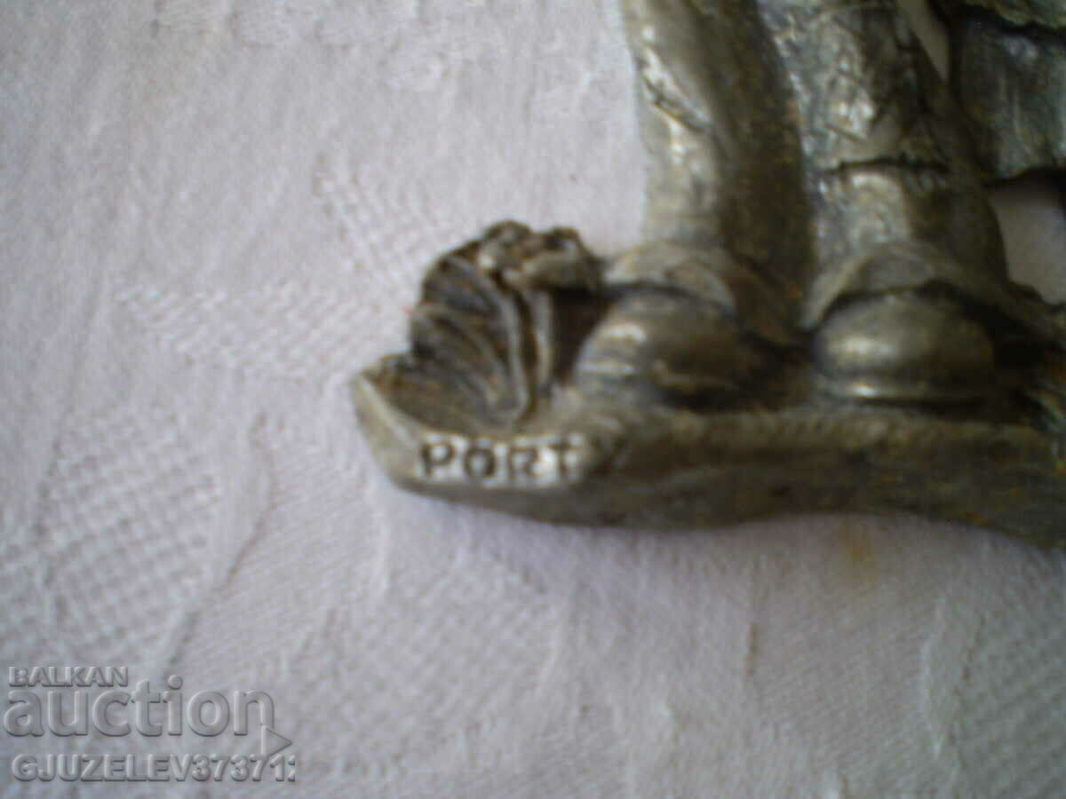 Antique pewter composition two children PORT - 5