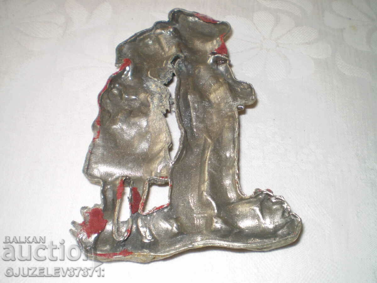 Antique pewter composition two children PORT - 6