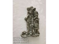 Antique pewter composition two children PORT