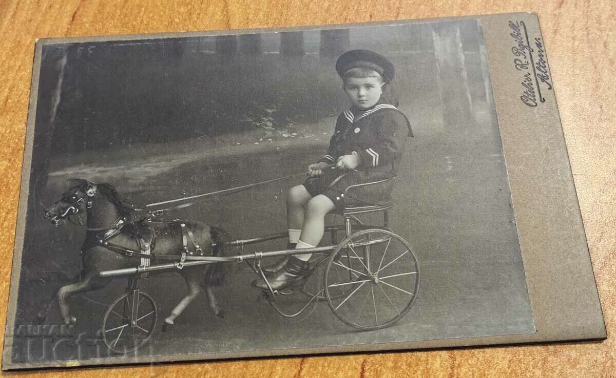 BOY STROLLER WITH HORSE PHOTO CARDBOARD