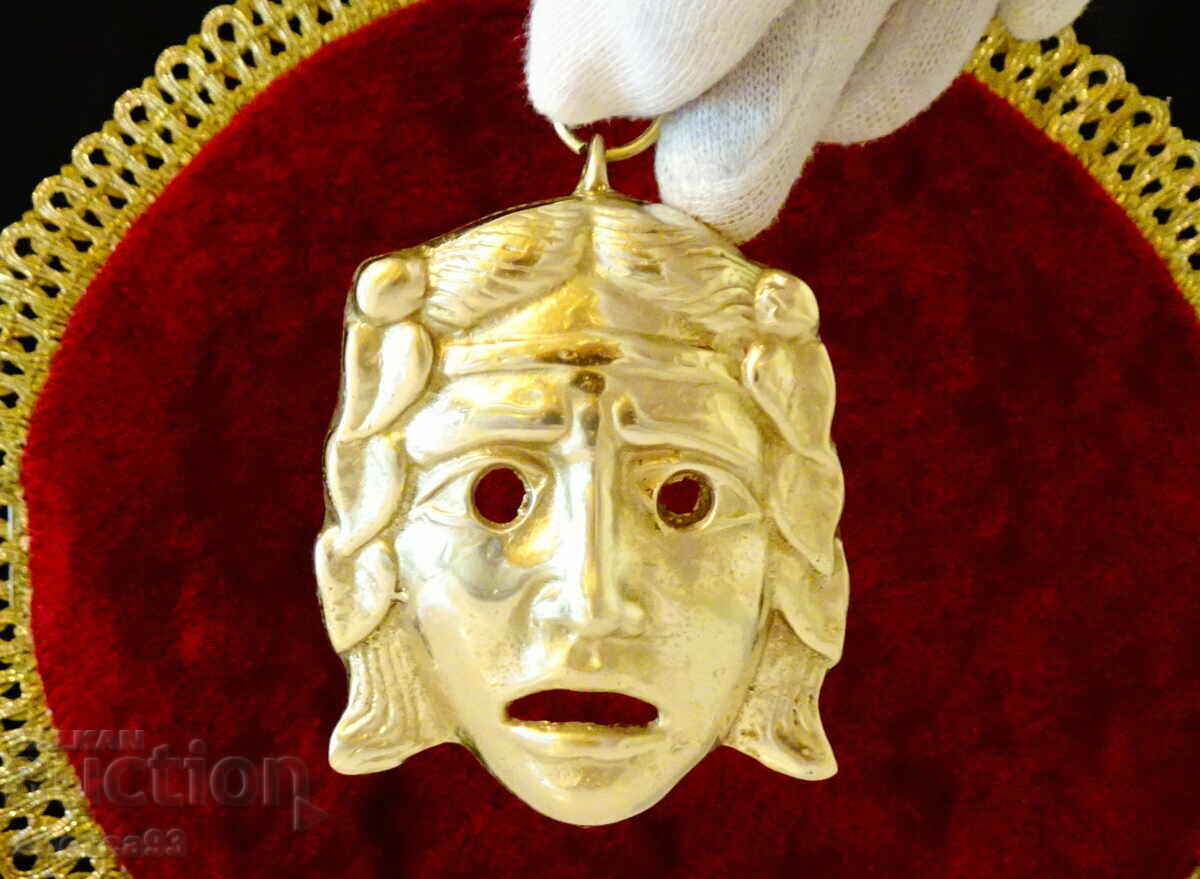 Bronze medallion, mask, Olympian. - 5 Bronze medallion, mask, Olympian. - 5