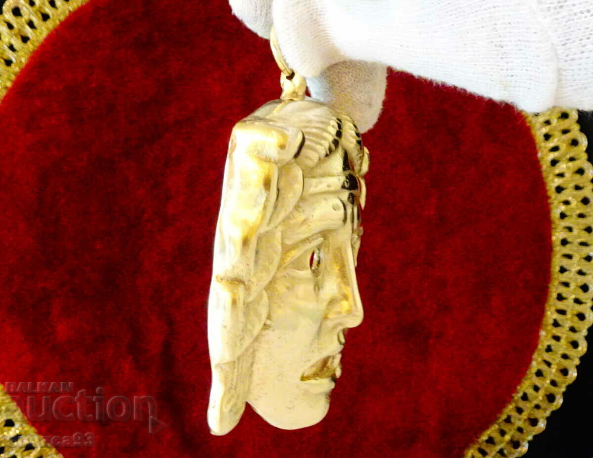 Bronze medallion, mask, Olympian. - 6 Bronze medallion, mask, Olympian. - 6