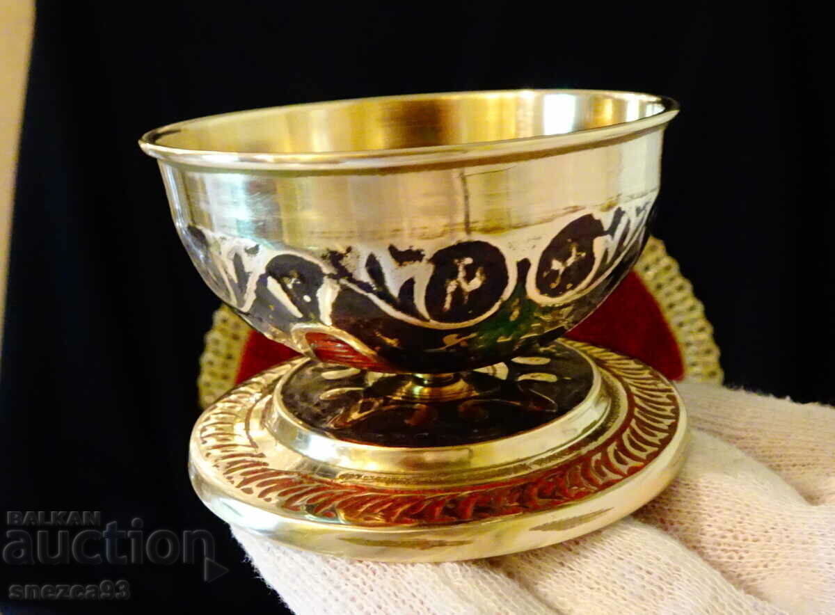Delivery of Bronze cup 100 ml, oil lamp, candlestick, cloisonné enamel
