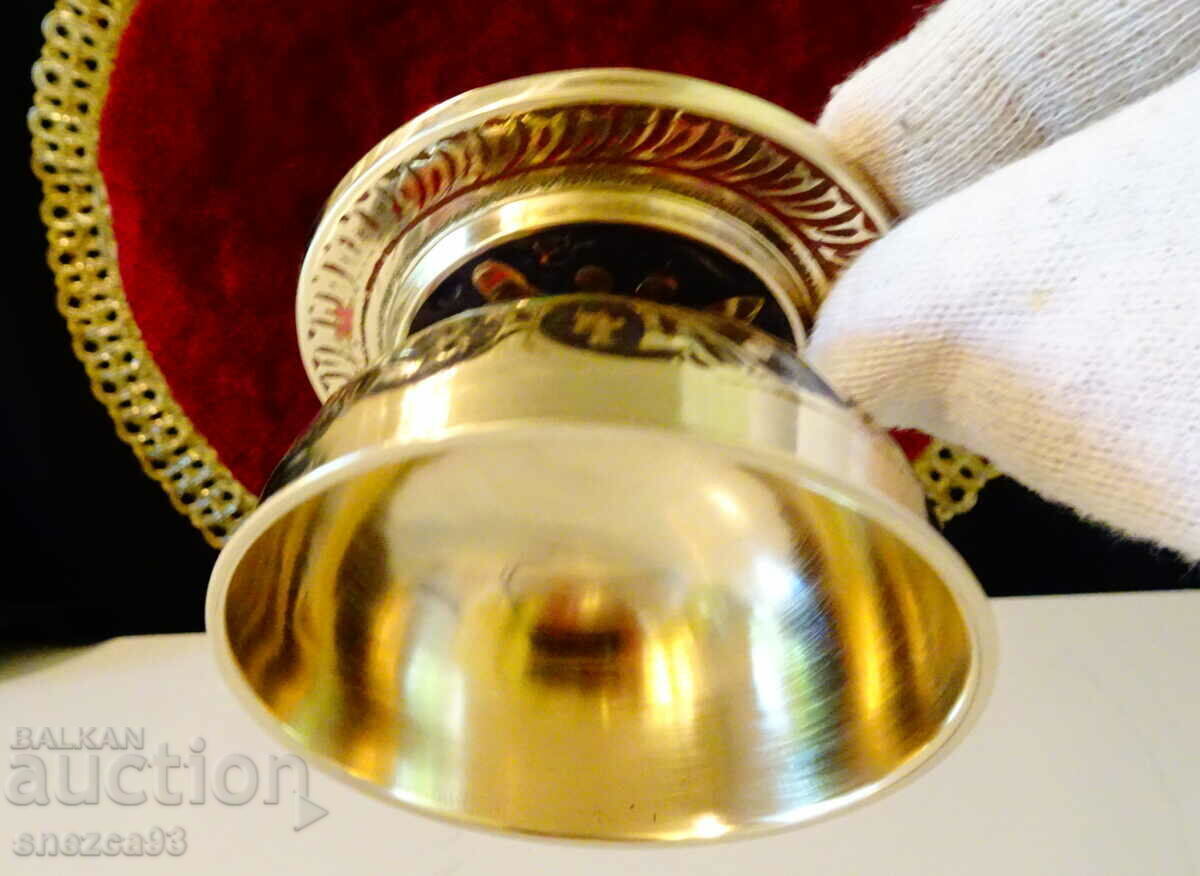 Bronze cup 100 ml, oil lamp, candlestick, cloisonné enamel - 5