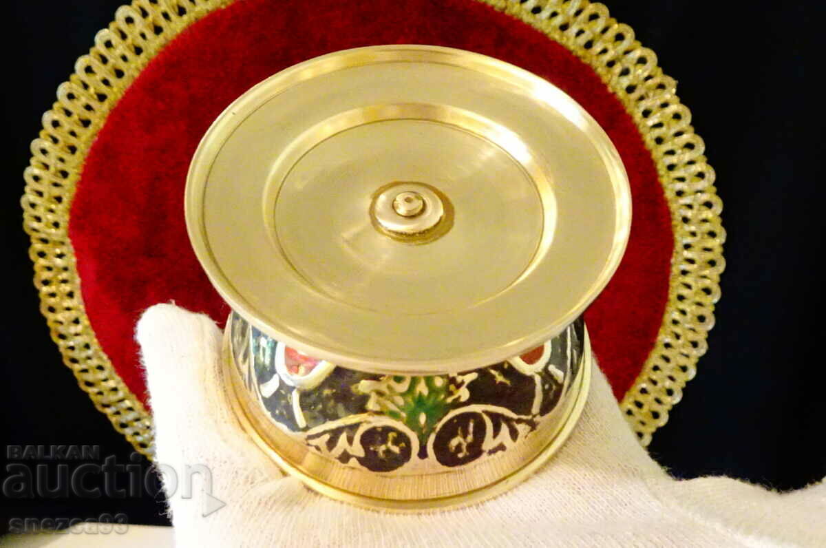 Bronze cup 100 ml, oil lamp, candlestick, cloisonné enamel - 6