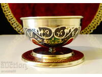 Bronze cup, cellular enamel.