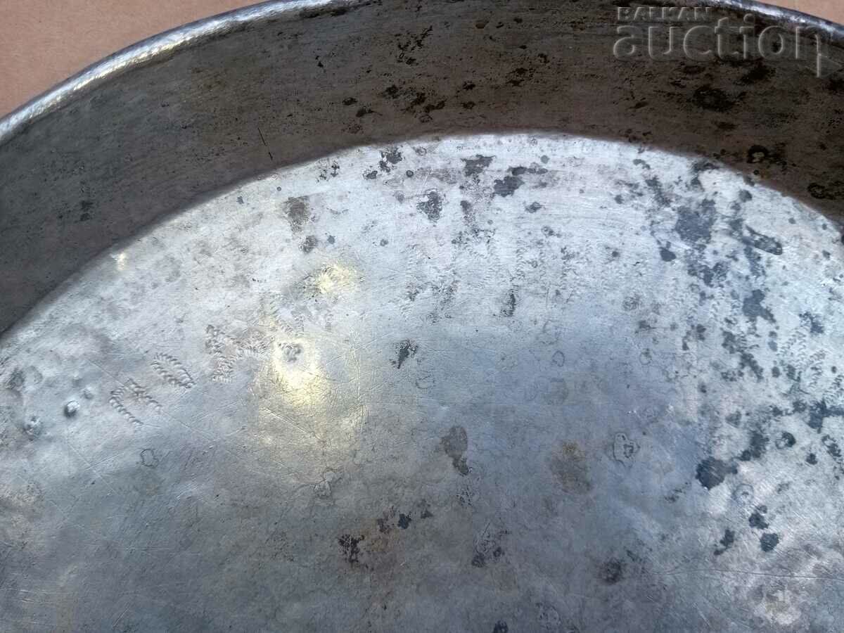 tava de patiserie antica din cupru forjata manual - 5