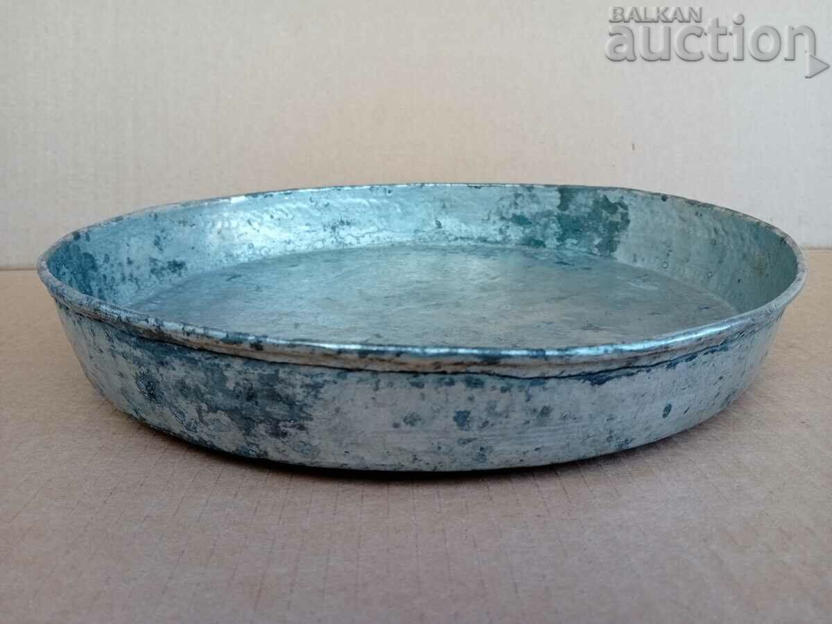 tava de patiserie antica din cupru forjata manual - 7