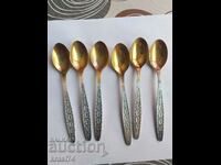 Gold-plated and silver-plated teaspoons