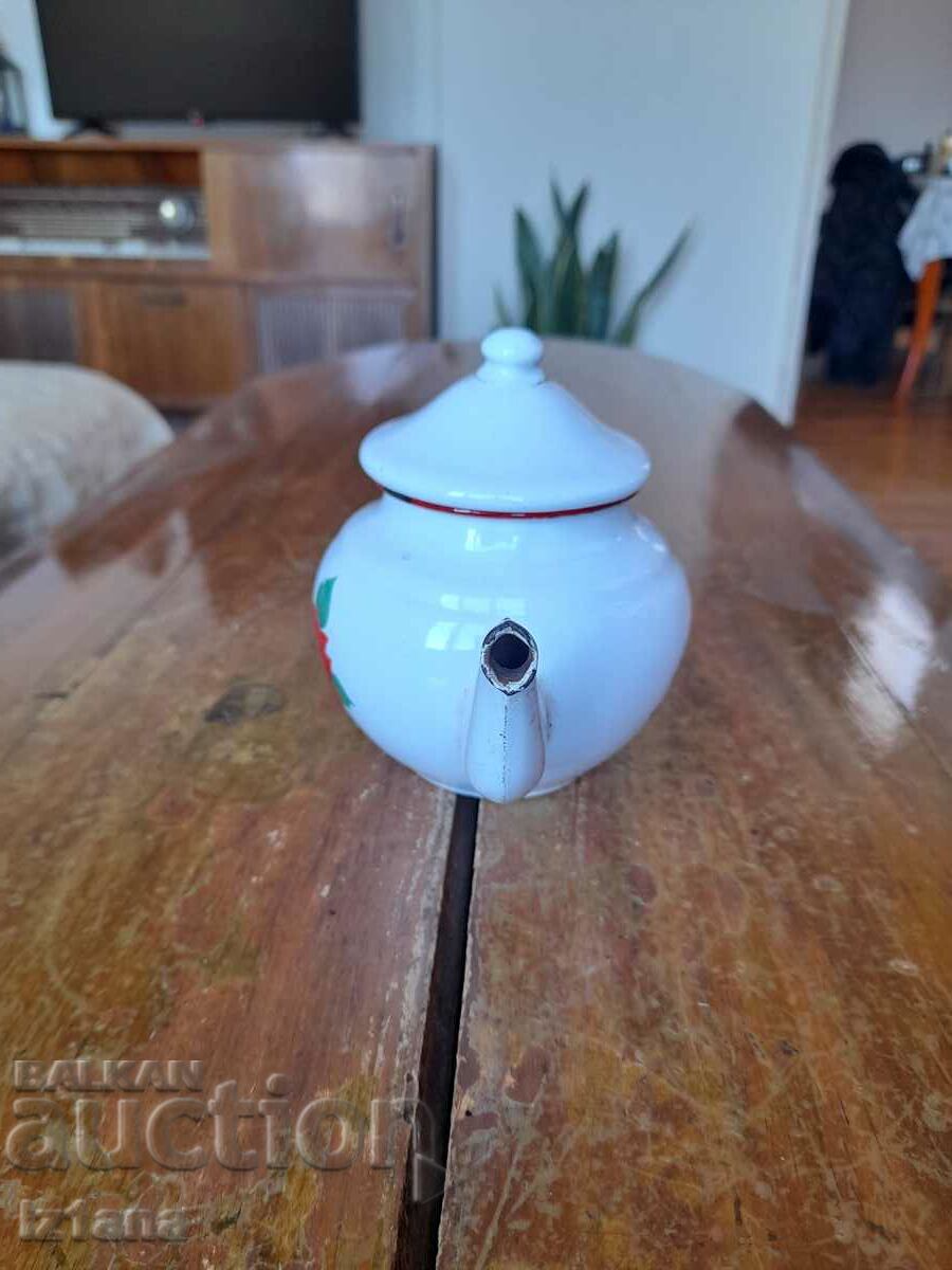 Old enamel teapot with price 27.00 BGN | € 13.80 Old enamel teapot with price 27.00 BGN | € 13.80