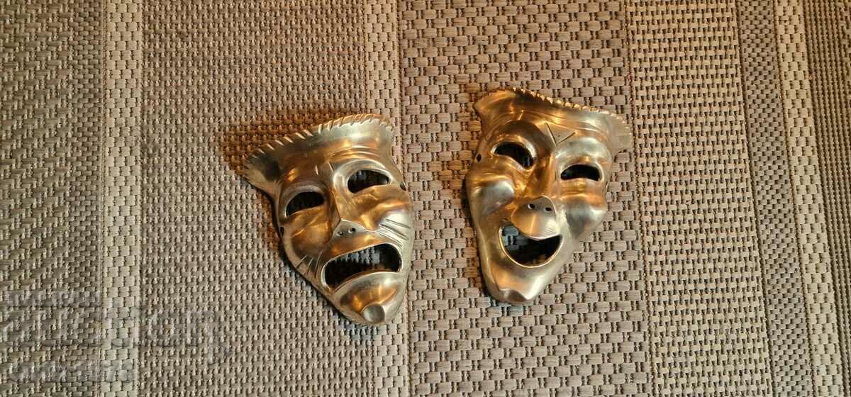 Massive brass masks, 523g "Comedy and Tragedy".