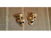 Massive brass masks, 523g "Comedy and Tragedy".