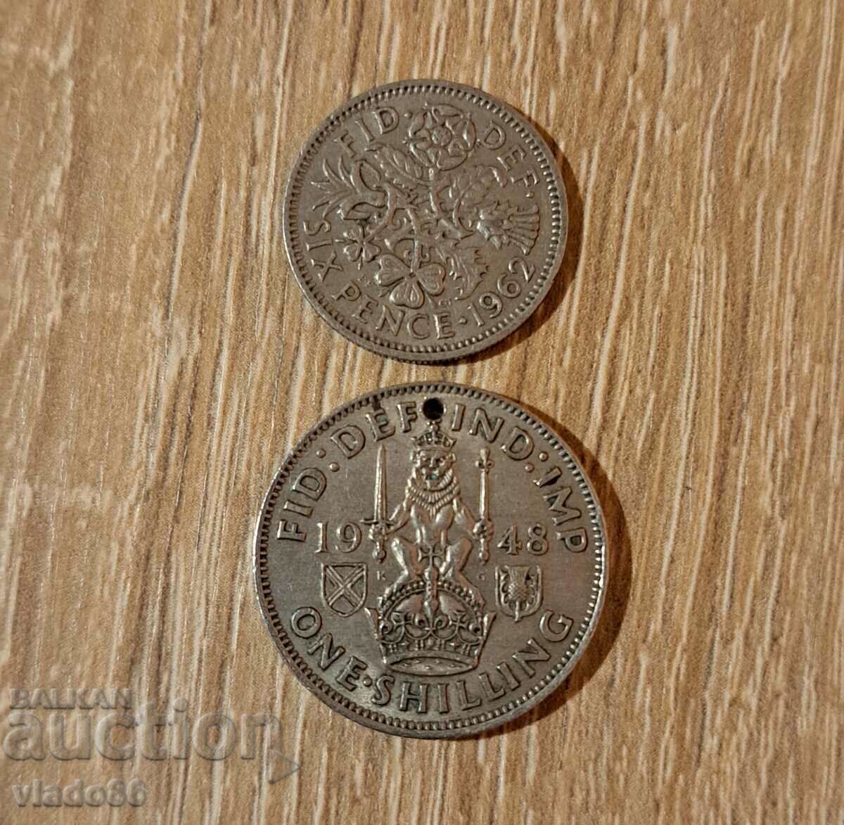 6 pence 1962, 1 shilling 1948