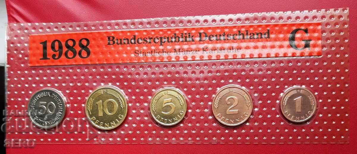 Germany-SET 1988 G-Karlsruhe of 5 coins