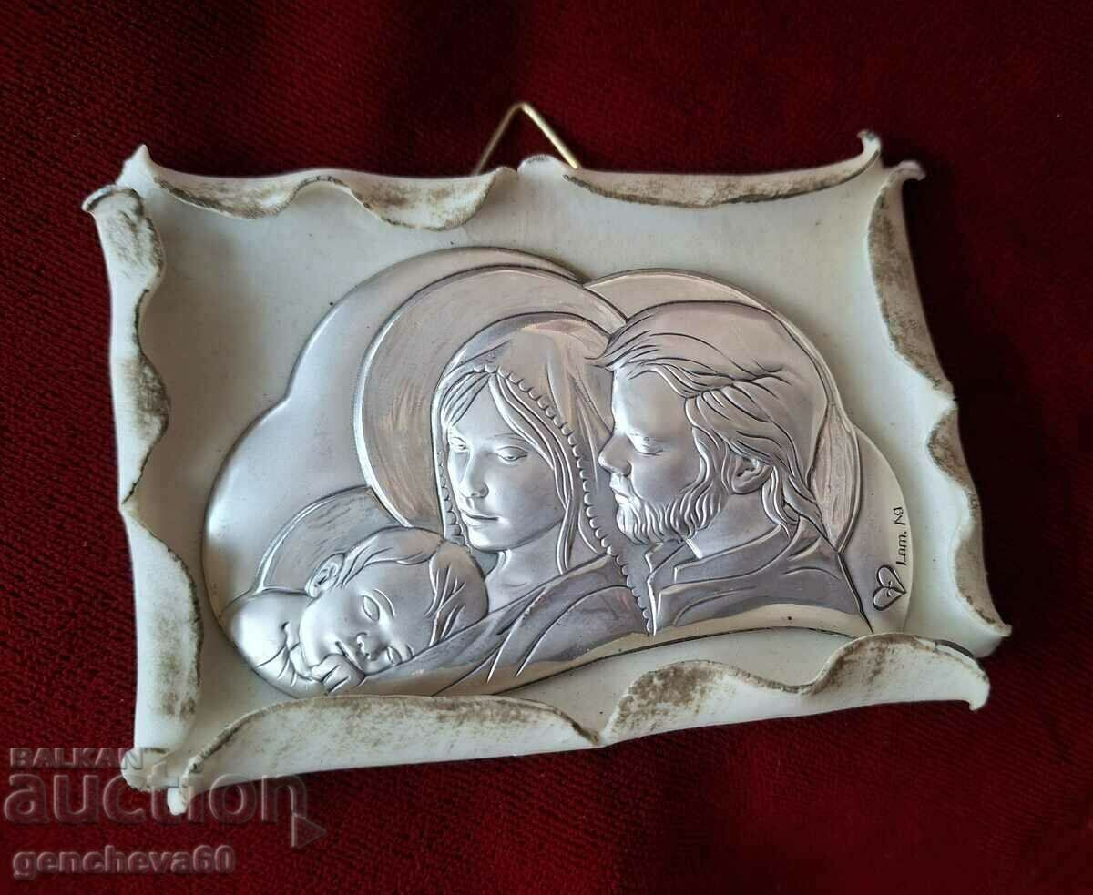 Collectible silver icon of the Holy Family with price 50.00 BGN | € 25.56