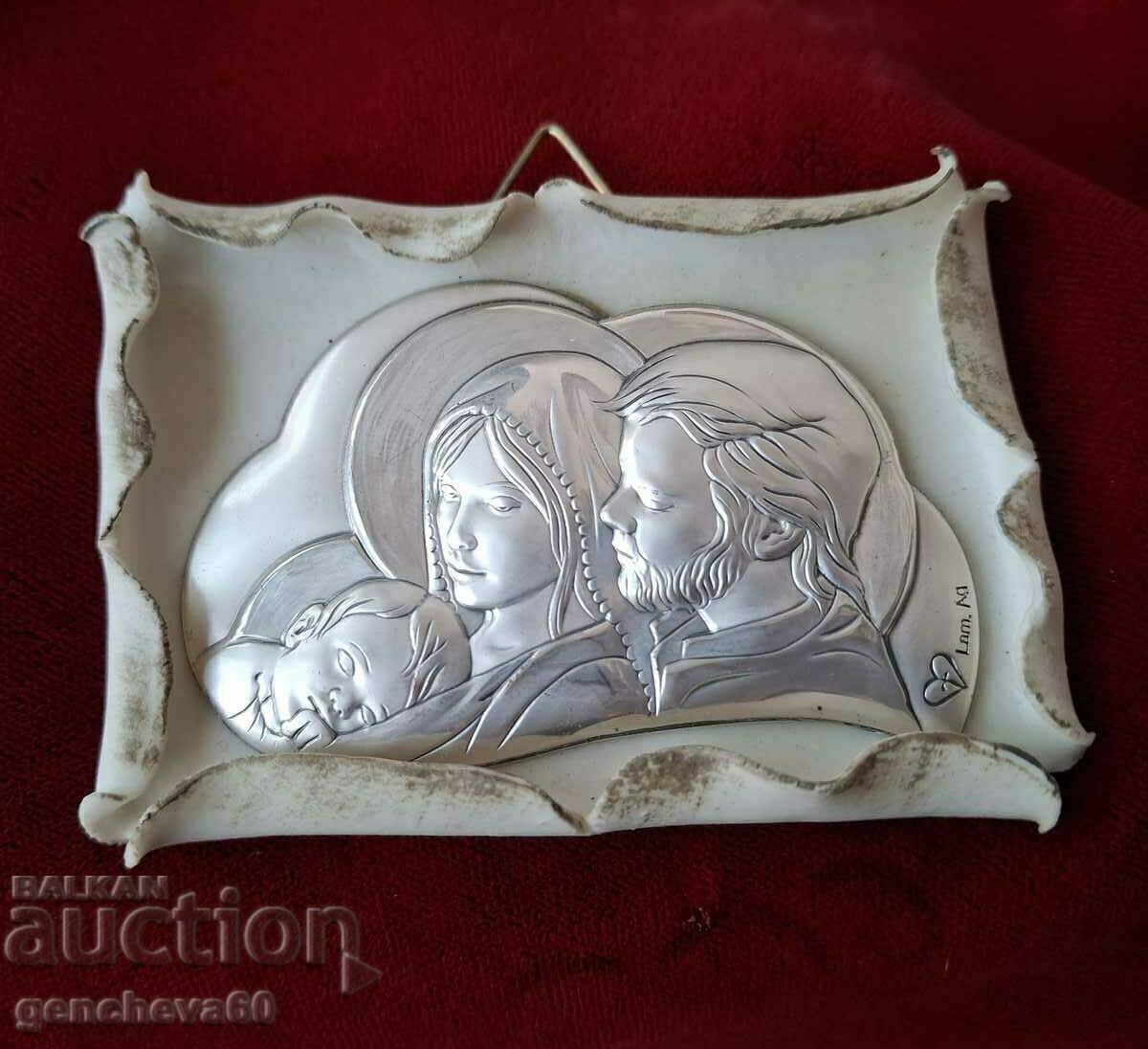 Auction  Collectible silver icon of the Holy Family