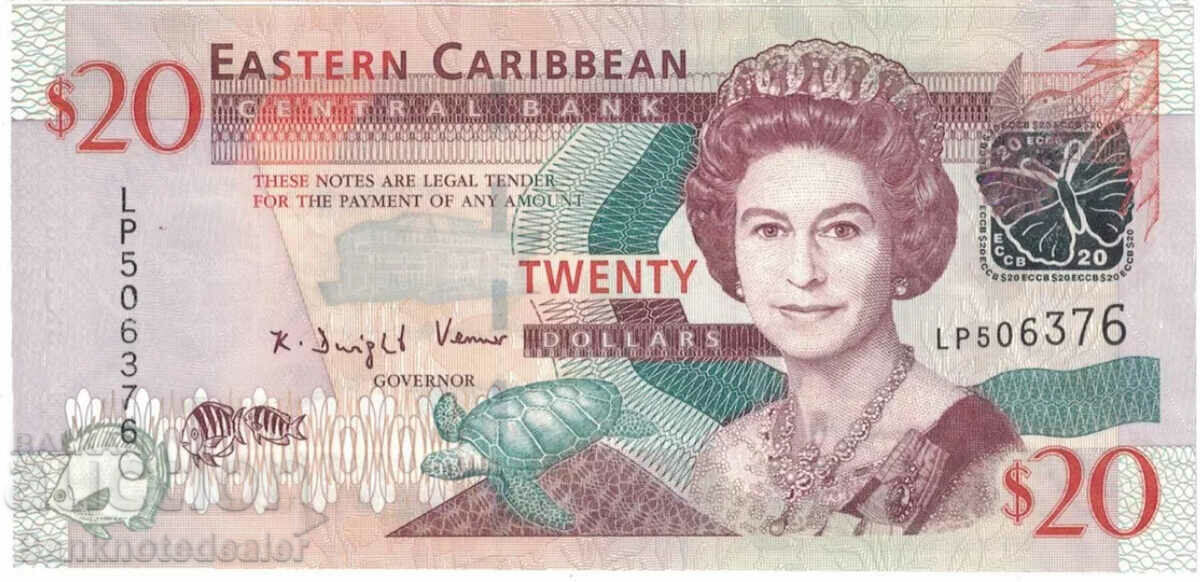 East Caribbean 20 Dollars 2015 Pick 53b Ref 6376