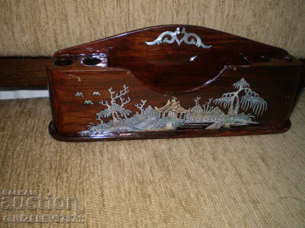 Auction Vintich holder for letters and pens, mother-of-pearl wood Auction Vintich holder for letters and pens, mother-of-pearl wood