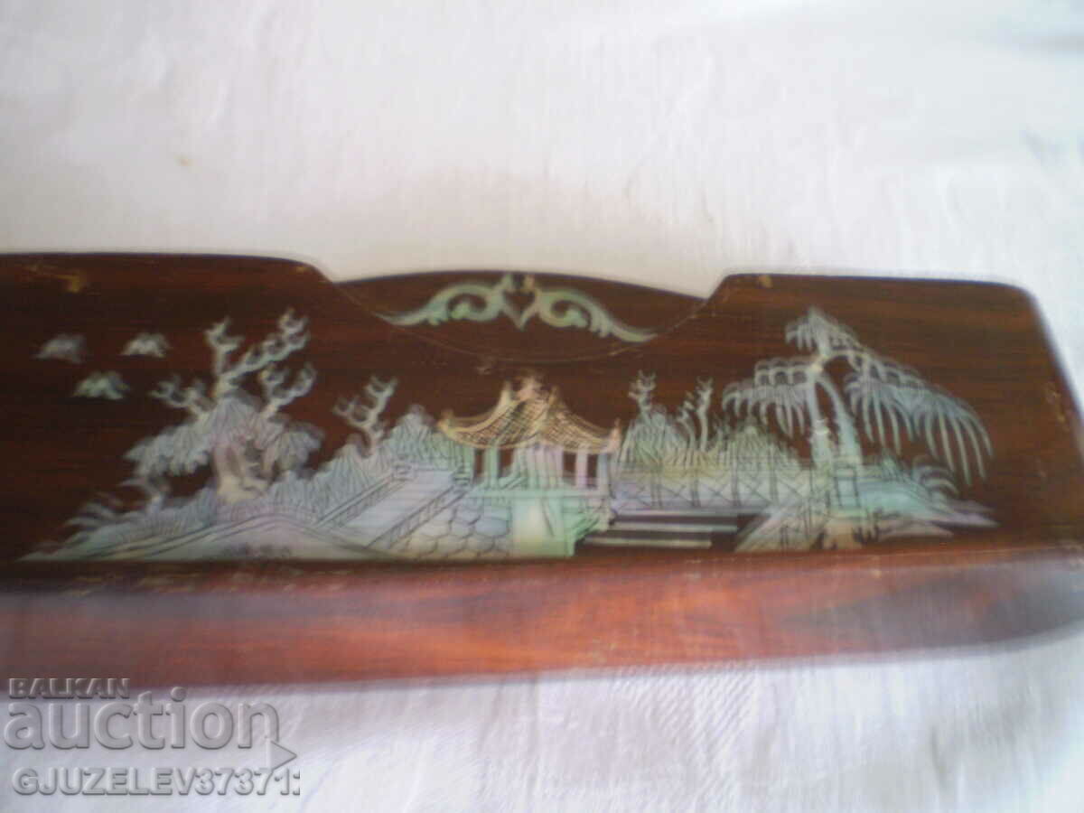 Vintich holder for letters and pens, mother-of-pearl wood - 5 Vintich holder for letters and pens, mother-of-pearl wood - 5