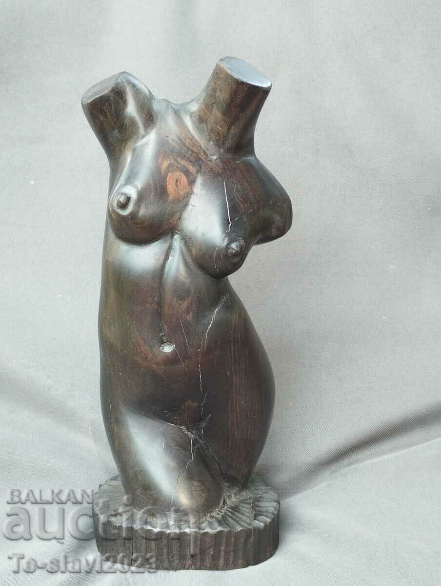 Old statuette, figure of a naked woman - wood / ebony