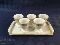 Set of porcelain cocktail glasses with tray - Bavaria