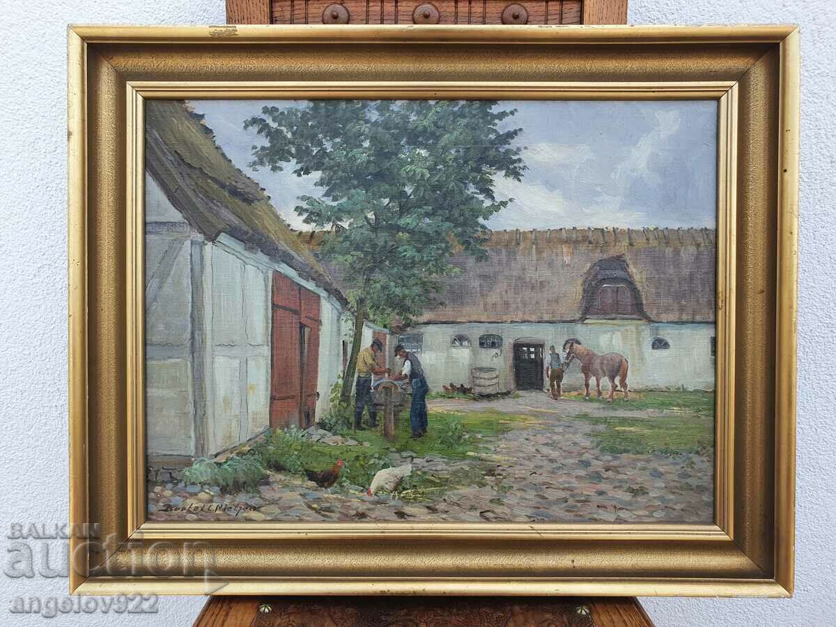 Original oil painting by Bertel C. Nielsen